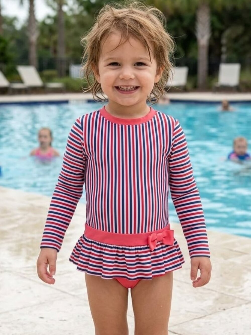 NEW Cat & Jack Long Sleeve One Piece Snap Crotch Toddler Swimsuit Swimming Suit